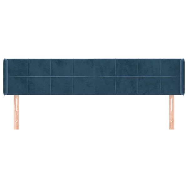 vidaXL Hoofdbord met randen 203x16x78/88 cm fluweel donkerblauw