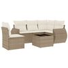 vidaXL 6-delige Loungeset met kussens poly rattan beige