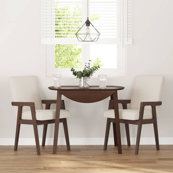 vidaXL Eetkamerstoelen met kussens 2 stuks bruin massief hout rubber