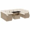 vidaXL 10-delige Loungeset met kussens poly rattan beige