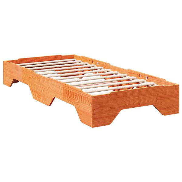 vidaXL Bedframe zonder matras stapelbaar wasbruin 100x200 cm hout