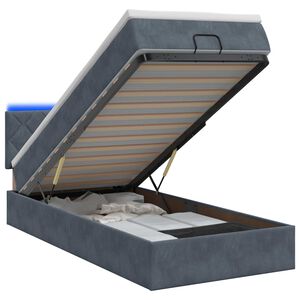 vidaXL Ottoman Bed met Matrassen en LED Donkergrijs 80 x 200 cm