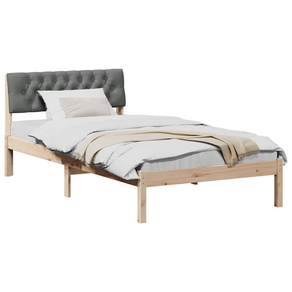 vidaXL Bedframe Bruin en donkergrijs 100 x 200 cm Massief grenenhout