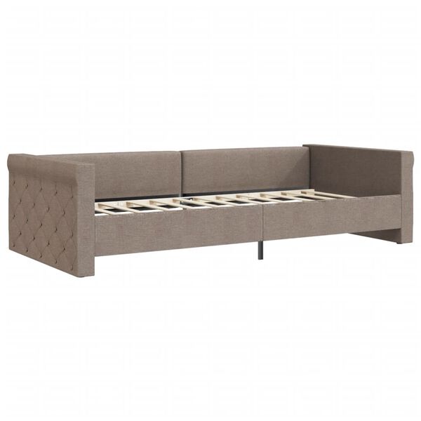 vidaXL Slaapbank met USB stof taupe 90x200 cm