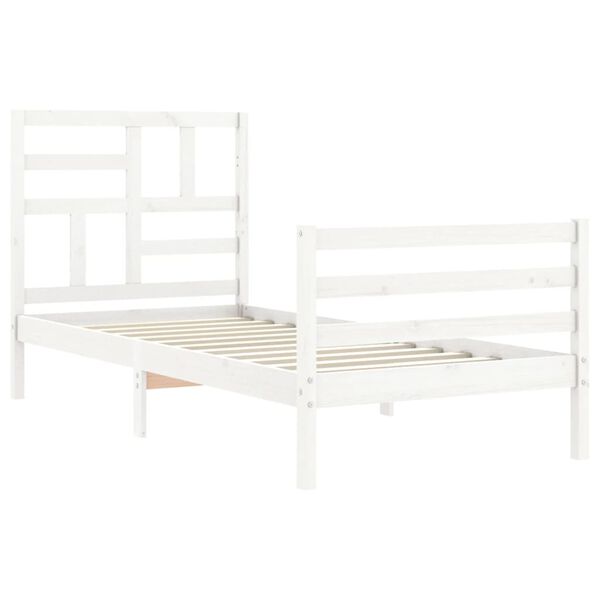 vidaXL Bedframe met hoofdbord massief hout wit