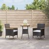vidaXL 3-delige Bistroset met kussens poly rattan zwart