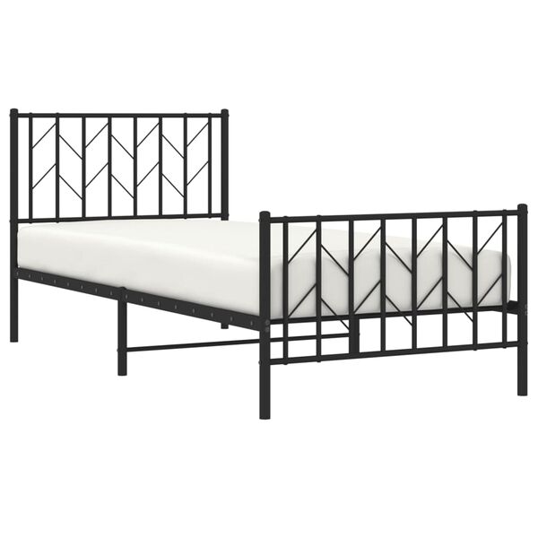 vidaXL Bedframe met hoofd- en voeteneinde metaal zwart 90x190 cm