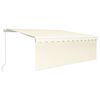 vidaXL Luifel handmatig uittrekbaar met rolgordijn 4x3 m crèmekleurig