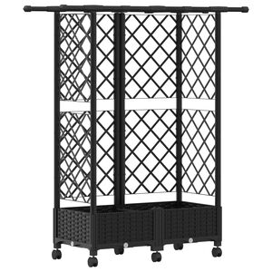 vidaXL Verhoogd Bed met Trellis en Dak Zwart 124 x 40 x 127 cm PP