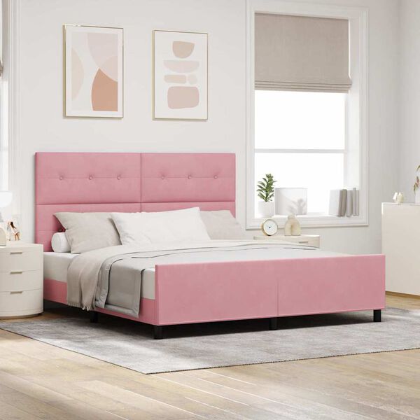 vidaXL Boxspringbed met hoofdeinde Roze 180 x 200 cm Fluweel