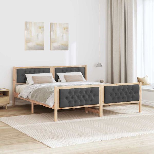 vidaXL Bedframe Donkergrijs 160 x 200 cm Massief grenenhout