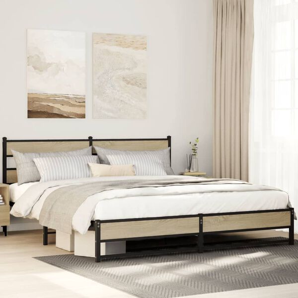 vidaXL Bedframe zonder matras metaal sonoma eikenkleurig 183x213 cm