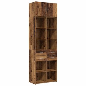 vidaXL Opbergkast met Planken Oud hout 70 x 42,5 x 225 cm Bewerkt hout
