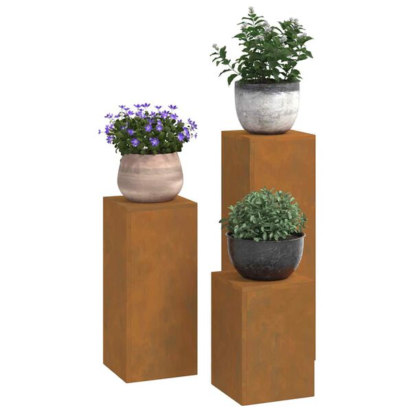 vidaXL Plantenstandaard 3 pcs Roestig Cortenstaal