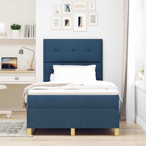 vidaXL Boxspringbed met matras met hoofdeinde Blauw 120 x 190 cm Stof