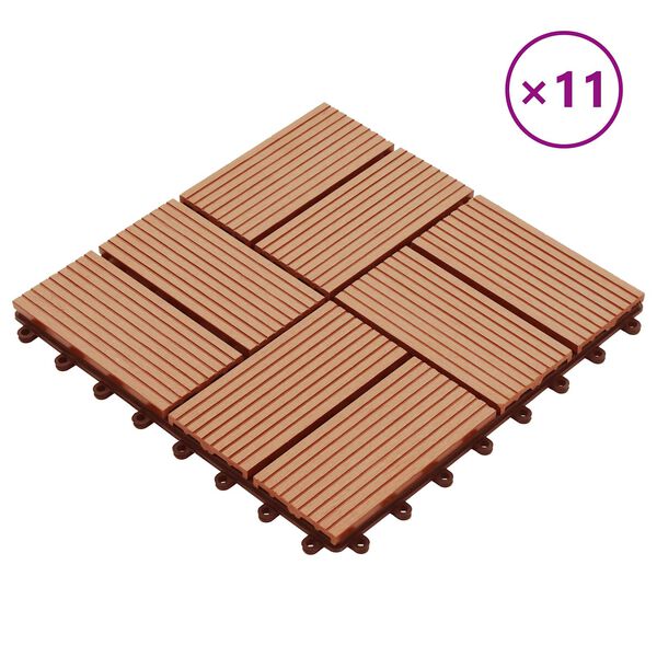 vidaXL Terras Tegel 11 pcs Teakhout 30 x 30 cm WPC