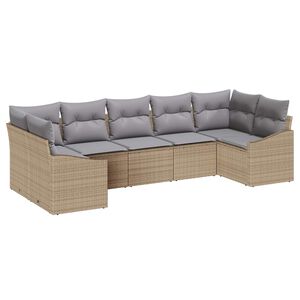 vidaXL Tuinbankenset 7 st Beige en Licht Grijs poly rattan