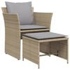 vidaXL Tuinstoel met voetenbank poly rattan beige