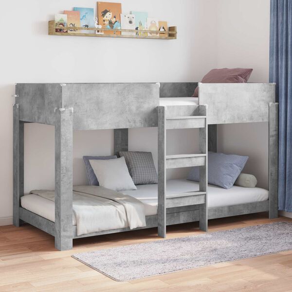 vidaXL Bunk Bed voor Kinderen Beton Grijs 100 x 190 cm Bewerkt hout