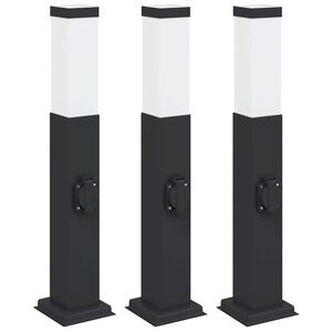 vidaXL Bolderverlichting met stopcontact 3 stuks 50 cm Zwart IP44