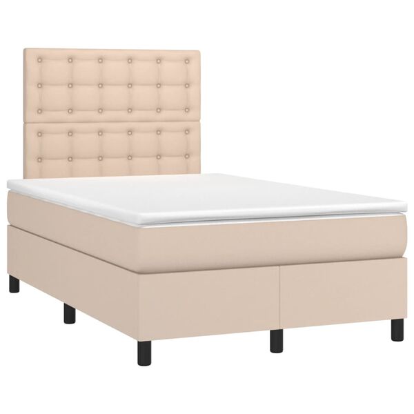vidaXL Boxspring met matras en LED kunstleer cappuccinokleur 120x190cm
