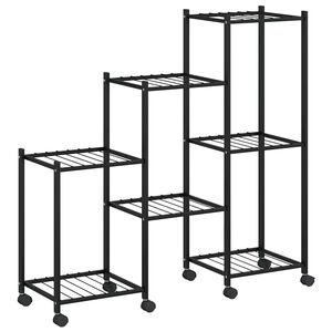 vidaXL Bloemenstandaard met wielen 83x25x83,5 cm ijzer zwart