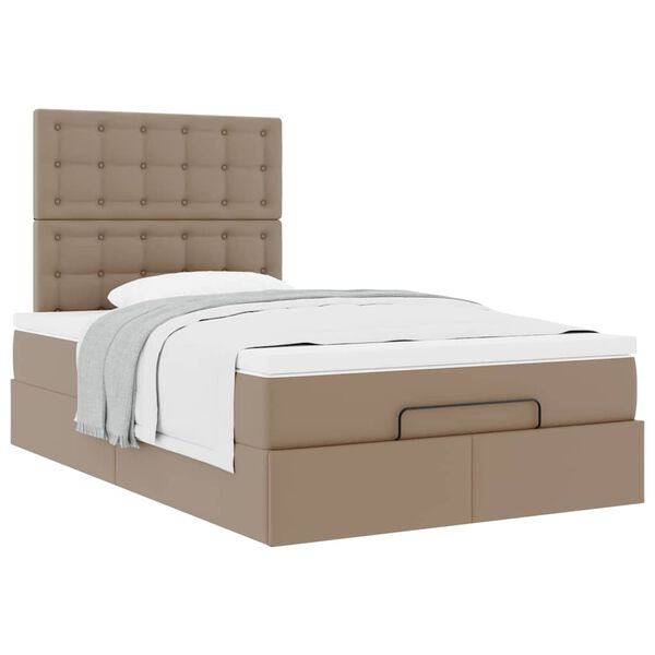 vidaXL Ottoman bed met matras 120x200cm kunstleer cappuccinokleurig