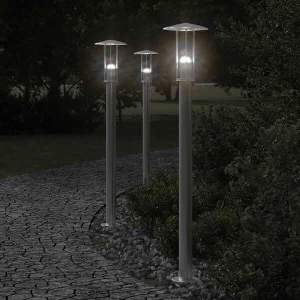 vidaXL Vloerlamp voor buiten 100 cm roestvrijstaal zilverkleurig