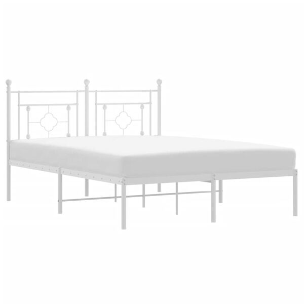vidaXL Bedframe met hoofdbord metaal wit 140x200 cm
