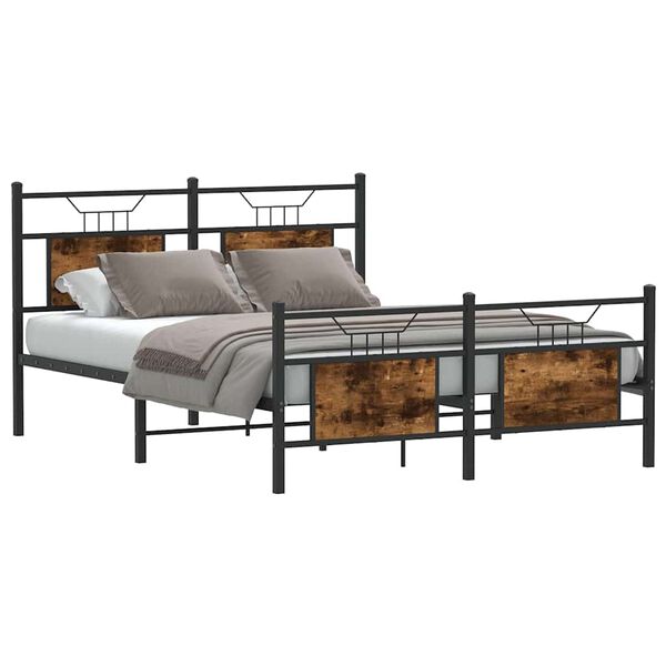 vidaXL Bedframe zonder matras hout gerookt eikenkleurig 140x190 cm