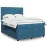 vidaXL Boxspring met matras fluweel donkerblauw 140x190 cm