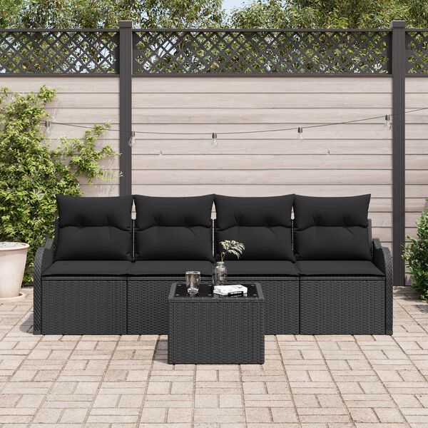vidaXL Tuin Sofa Set Zwart poly rattan