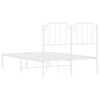 vidaXL Bedframe met hoofdbord metaal wit 120x200 cm