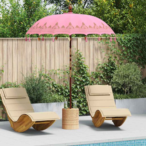 vidaXL Balinese Parasol Roze 185 x 185 x 260 cm