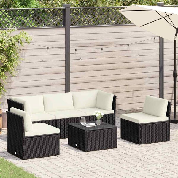 vidaXL 4-delige Loungeset met kussens poly rattan bruin