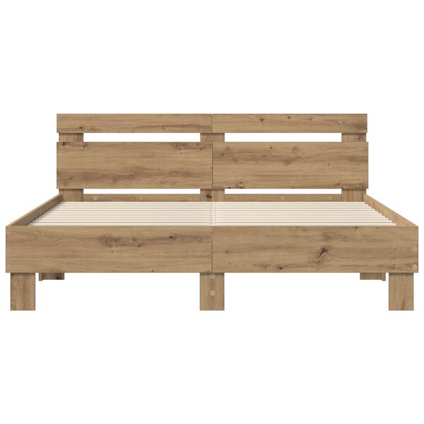 vidaXL Bedframe met hoofdeinde Artisan Eiken 140 x 200 cm Bewerkt hout