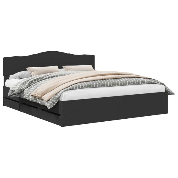 vidaXL Bedframe met lade met opslag Zwart 200 x 200 cm Ingenieurshout