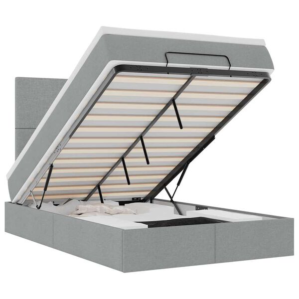 vidaXL Ottoman bed met matras 120x200cm stof lichtgrijs