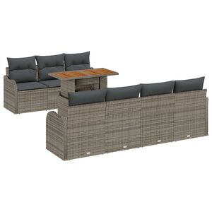 vidaXL Tuin Sofa Set met kussen 8 pcs Grijs