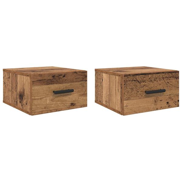 vidaXL Nachtkastje 2 pcs Oudhout 35 x 35 x 20 cm Bewerkt hout