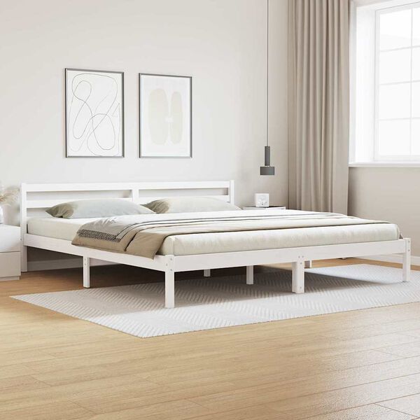 vidaXL Bedframe Wit 208.6 x 157.6 x 69.4 cm Massief grenenhout