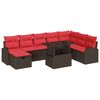 vidaXL Tuin Sofa Set met kussen met opslag 9 pcs Bruin Poly riet