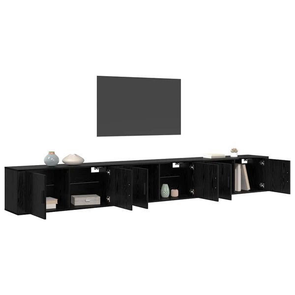 vidaXL Wandtv-kast Set 3 pcs Zwart Eiken 100 x 34,5 x 40 cm