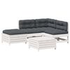 vidaXL 5-delige Loungeset met kussens massief grenenhout wit