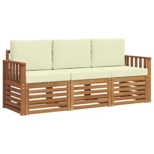 vidaXL Sofa-Sets 3 pcs Natuurlijk en Cr&egrave;me Massief Acaciahout