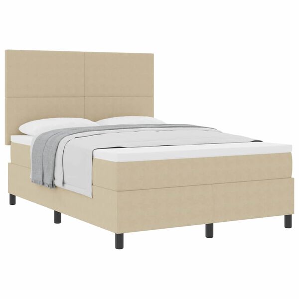 vidaXL Boxspringbed Lichtgrijs en wit. 140 x 200 cm Katoen Stof
