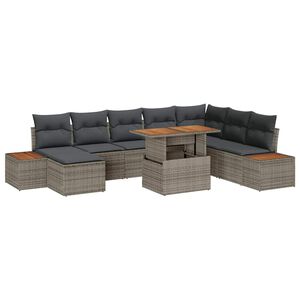 vidaXL Tuin Sofa Set met opslag 9 pcs Grijs Poly riet