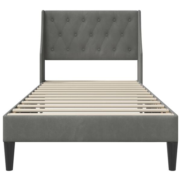 vidaXL Bedframe met hoofdeinde Donkergrijs 90 x 190 cm Fluweel