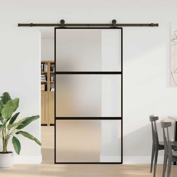 vidaXL Schuifdeur met beslag 102,5x205 cm gehard glas en aluminium
