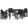 vidaXL Tuin eettafelset 5 st Zwart poly rattan